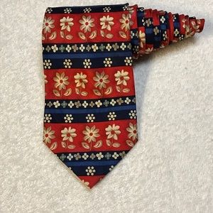 Korean Air Floral Flower Red Blue Necktie Tie